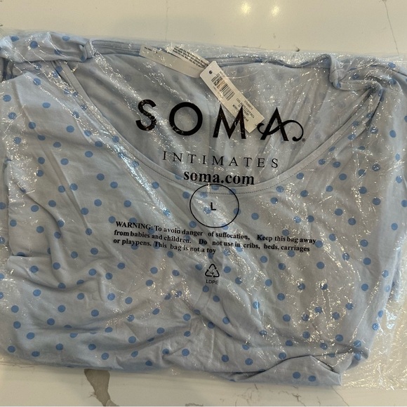 Soma Cool Nights Scoop Neck Short Sleeve Sleepshirt Merry Dot Ocean Air L - Picture 7 of 8